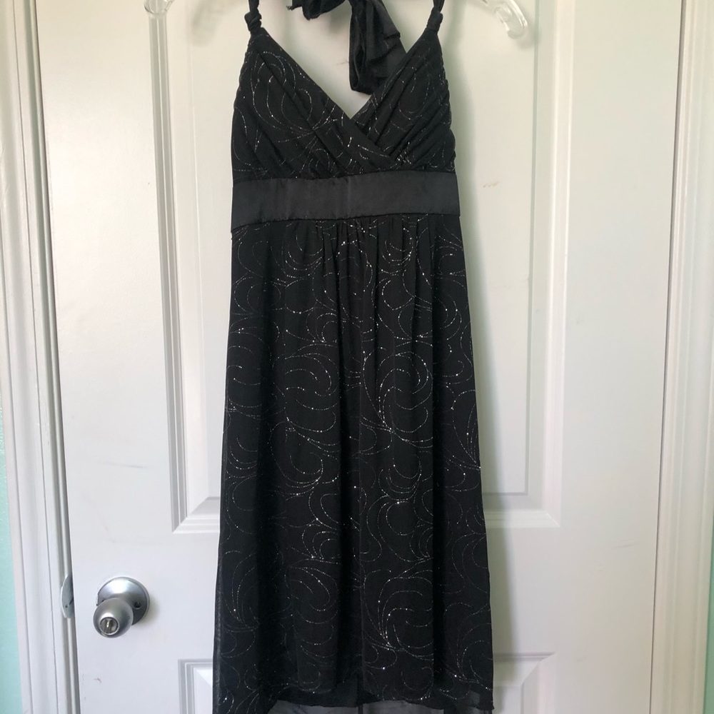 Sparkly high low empire waist dress